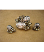 Vintage Baroque pearl Schreiner Brooch and earrings - Topaz rhinestone c... - $595.00