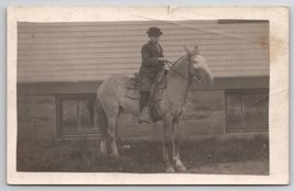 RPPC Young Boy On Horseback Real Photo Postcard S26 - £5.57 GBP