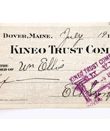 1915 Kineo Trust Company Bank Check E.A. Sampson Dover Maine Signed 7117... - $27.34 CAD