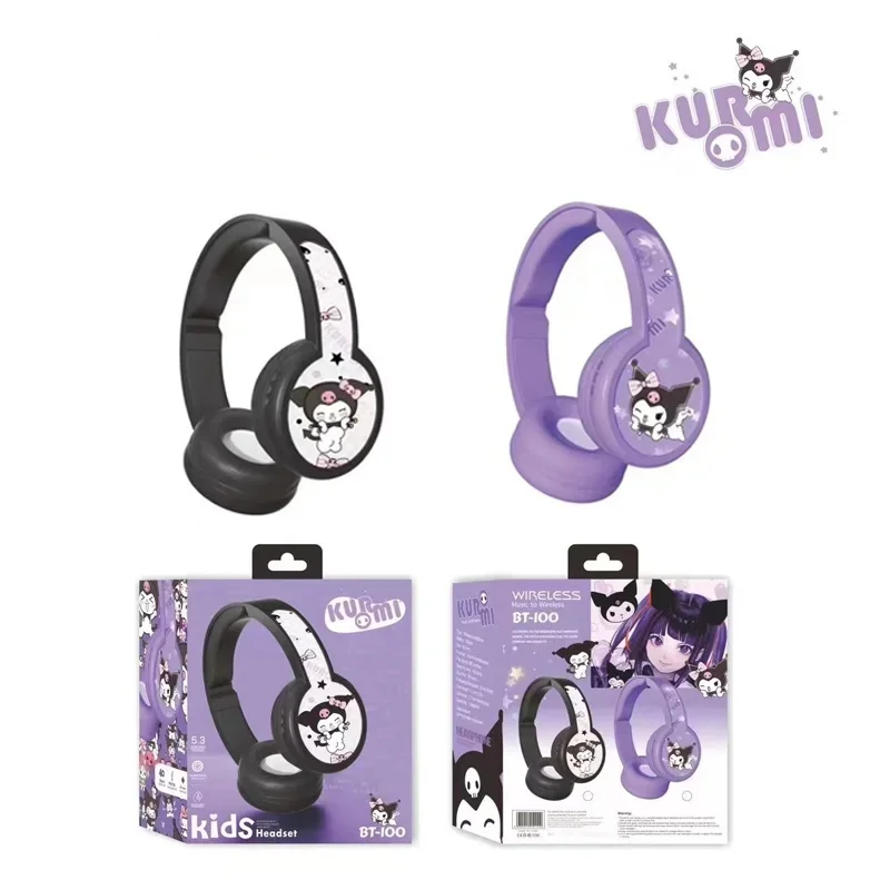 Kuromi Cartoon Wireless Bluetooth Headphones Mic Built-In Girls Gift Box Headset