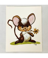 Vintage MCM Art Print Big Eye Baby Mouse Artist Thayer Geme Art Gallery ... - £3.55 GBP