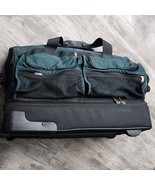 LL Bean Green Wheeled Rolling Duffel Luggage Travel Multi Pocket Compart... - £57.84 GBP