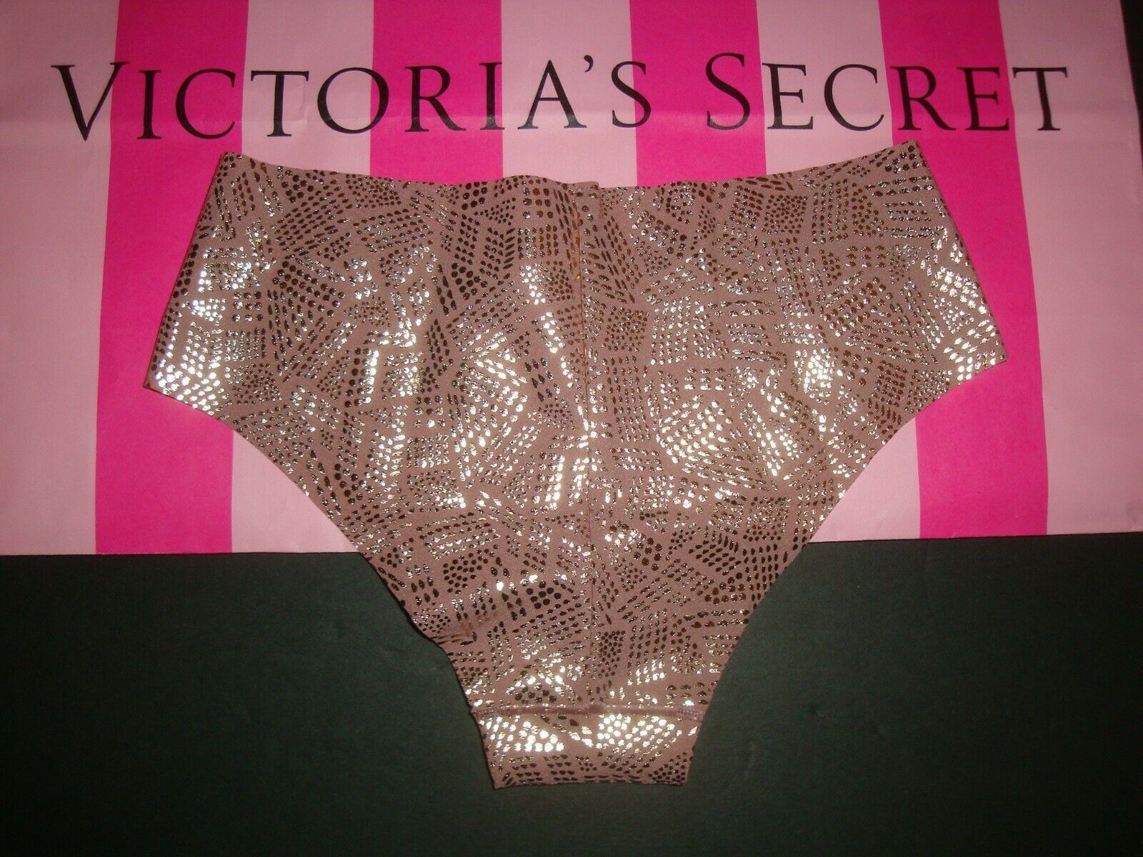 VICTORIA'S SECRET PINK NO SHOW CHEEKSTER PANTY BLACK PURPLE BUTTERFLY SZ  XL