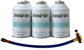 R 22 Refrigerant support, R-22 Arctic Air, Envirosafe, (6) 4 oz cans &amp; hose - $93.20