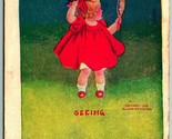 Little Girl In Red Dress w Mirror MS Agricultural College DPO Postcard G12 - $4.90