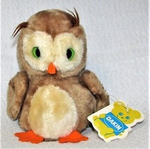 Dakin Obie Owl Bean Bags 1975 Plush Stuffed Animal Original Tag 7&quot; Nutshell Toy - £9.04 GBP