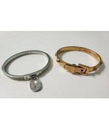 MICHAEL KORS Lot of 2 Silver Padlock / Goldtone Studded Buckle Bangle Br... - $74.70 CAD