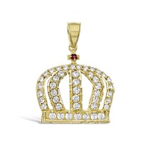 Authenticity Guarantee 
Crown Pendant 10k Yellow Gold Mens Charm 2&quot; - £528.56 GBP