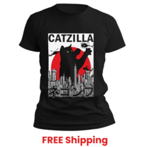CATZILLA Men&#39;s Black 100% Cotton T-Shirt, Unisex Crewneck, XS-5XL Gift F... - $548.83 MXN+