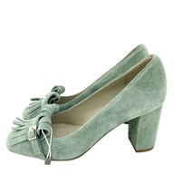 Cheville Made in Italy Green Suede Leather Block Heel Shoes SZ 35 EU 5 U... - £61.17 GBP