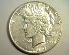 1927-S PEACE SILVER DOLLAR ABOUT UNCIRCULATED AU NICE ORIGINAL COIN BOBS... - $170.00