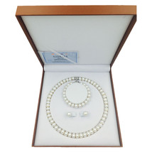 freshwater s bead necklace earring bracelet  jewelry Set 18inch length necklace  - £113.11 GBP