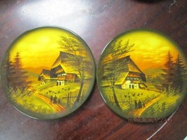 Majolica Schramberg German Pair Collector Plates Wall Plaques 8.75&quot; ^^ - £99.40 GBP