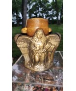 Circle Of Angels Candle Holder Gold Brown Bronze Ceramic - $9.80