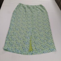 Elastic Waist RN#67473 Women's Green Floral Rear Zipper & Slit Skirt 18W (36×36) image 12