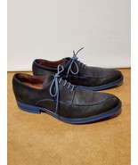 Donald Pliner Etie Lace Up Oxford Shoes Black Suede Blue Stitching Men's Size 9M - £39.43 GBP