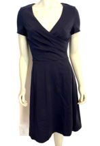 Boden Navy Blue Short Sleeve V Neck Faux Wrap Knit Dress Size 8R - $28.49