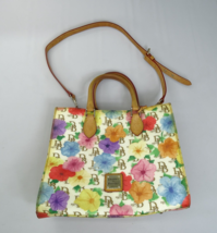 Dooney &amp; Bourke Coated Cotton Hibiscus Floral Janine Handbag Satchel Strap - £93.79 GBP