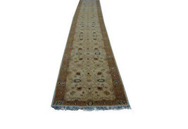 20 ft Agra Carpet Beige Runner Authentic Hand woven New Indian Traditional Rug - £959.61 GBP