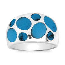 Modern Bubble Dot Dome Blue Turquoise Sterling Silver Ring-8 - £17.34 GBP