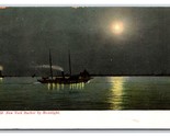 Ship On New York Harboro By Moonlight Night View NY UNP UDB Postcard R27 - $4.97