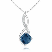 Authenticity Guarantee 
London Blue Topaz Infinity Pendant with Diamond Accen... - £429.74 GBP
