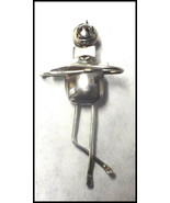 Mid Century Whimsical Stick Man w/Bow Tie Sterling Silver Pin Mexico  - £39.96 GBP