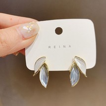 New Metal Trendy Leaves Fresh Lovely Sweet Grey Leaf Dangle Earrings For Women F - £10.33 GBP