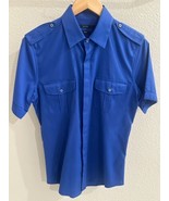 GUCCI Men’s Royal Blue Cotton Short Sleeve Dress Shirt Epaulettes EU 38 ... - $4,145.95 MXN