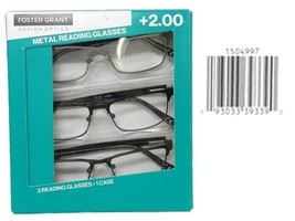 Design Optics By F.G Metal Reading Glasses+2.00 3-PACK COSTCO#1504997 Open Box - £11.84 GBP