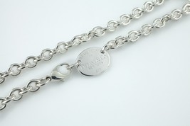 Tiffany &amp; Co. Sterling Silver &quot;Return to&quot; Oval Charm Necklace w/ Lobster Clasp - £329.38 GBP