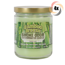 4x Jars Smoke Odor Bamboo Breeze Smoke Exterminator Candles | 13oz | 70 Hrs Burn - £39.86 GBP