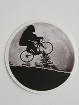 Sasquatch Riding a Bike in Front of Moon Sticker Decal Parody Fun Embell... - $2.30
