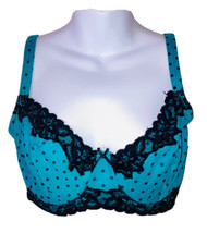 Lacey Sheer Paramour Bra Size 36D Green with Black Polka Dots Sexy Light... - £15.52 GBP