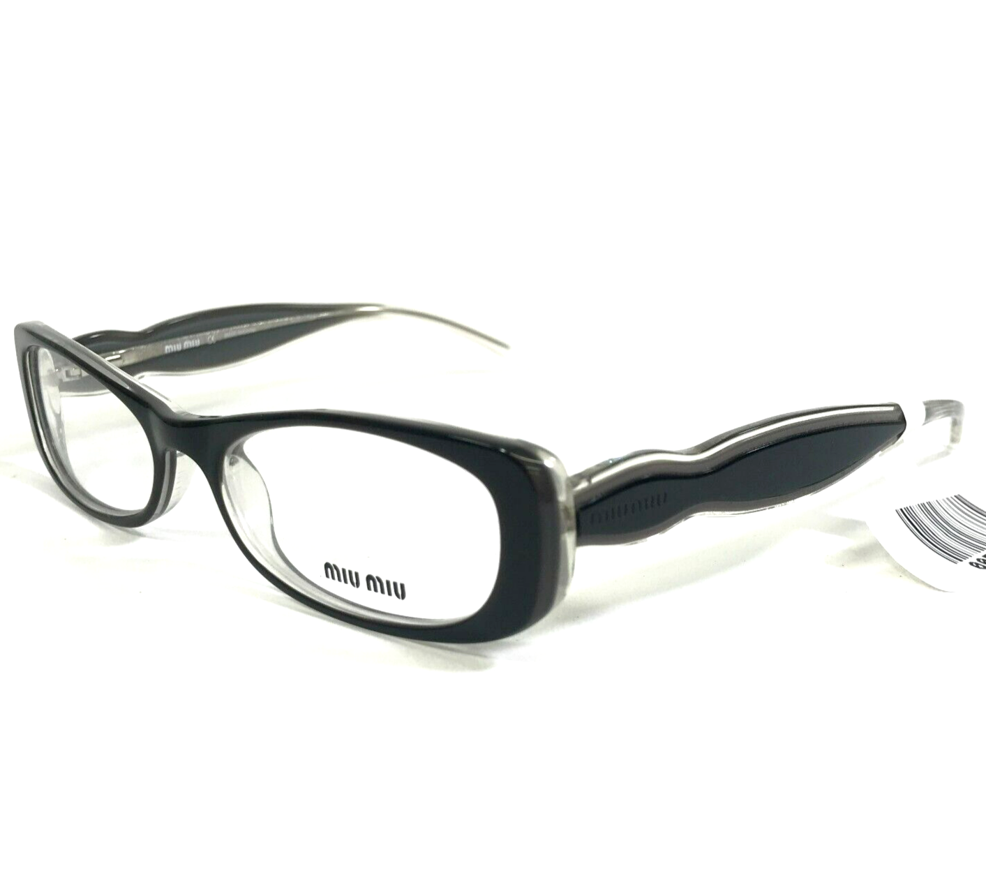 Primary image for Miu Miu Eyeglasses Frames VMU01C 5BM-1O1 Black Clear Ribbed Rectangle 51-16-135