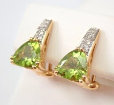 2 Ct Trillion Cut Lab-Created Peridot Moissanite Hoop Earring 14K Rose Gold Over - £103.29 GBP