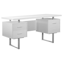 24" White and Silver Computer Desk With Three Drawers - $12,801.64 MXN