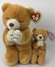 2 x Ty Beanie Buddy HOPE The Praying Bear 10&quot; &amp;  7” Retired 1999 Stuffed... - $24.89