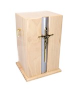 Beautiful solid wood casket with gold cross and handles Adult cremation ... - $138.00
