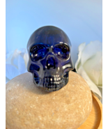 Blue Skull Resin Skull Head Paper Weight Desk Alter Home Decor - $24.74