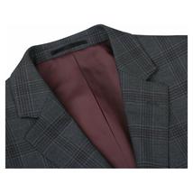 Men Renoir Suit Super 140 Wool Side Vent Classic Fit English Plaid 559-2 Gray image 4