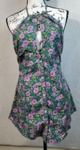 Free People Womens Lyla Halter Tunic XS Green Top Floral Keyhole MSRP $128 NWOT - £31.64 GBP
