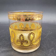 Vintage 1960&#39;s Culver MCM 22K Gold Fleur De Lis Lowball Cocktail Rock Glass - $19.79