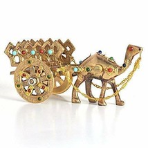 Camel figurine Brass attractive decoration showpiece studded with stonework - £27.19 GBP
