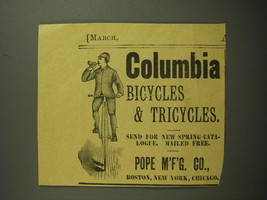1887 Columbia Bicycles &amp; Tricycles Advertisement - £14.54 GBP