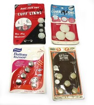 Vintage Self Cover, Make Your Own Fabric Cover Buttons &amp; Cuff Links - 4 Packages - £12.65 GBP