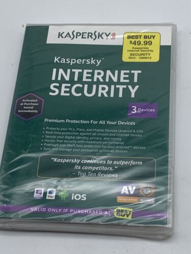 Kaspersky Internet Security 3 Devices Premium Multi Device Protection 2014 - NEW - $10.84