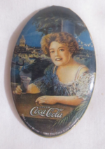 Coca-Cola Wrap Around Oval Mirror Lady in Blue Dress Reproduction - £3.89 GBP