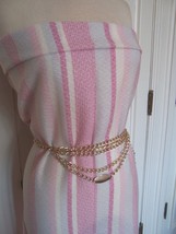 4yds Lovely Off White Raspberry Multi Tweedy Stripe Italian Wool Designer Fabric - $88.00