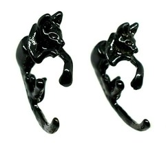Cat Earrings 3D Stud Dangle Earrings Black Tone Witchy Emo Goth Jewellery - £4.85 GBP